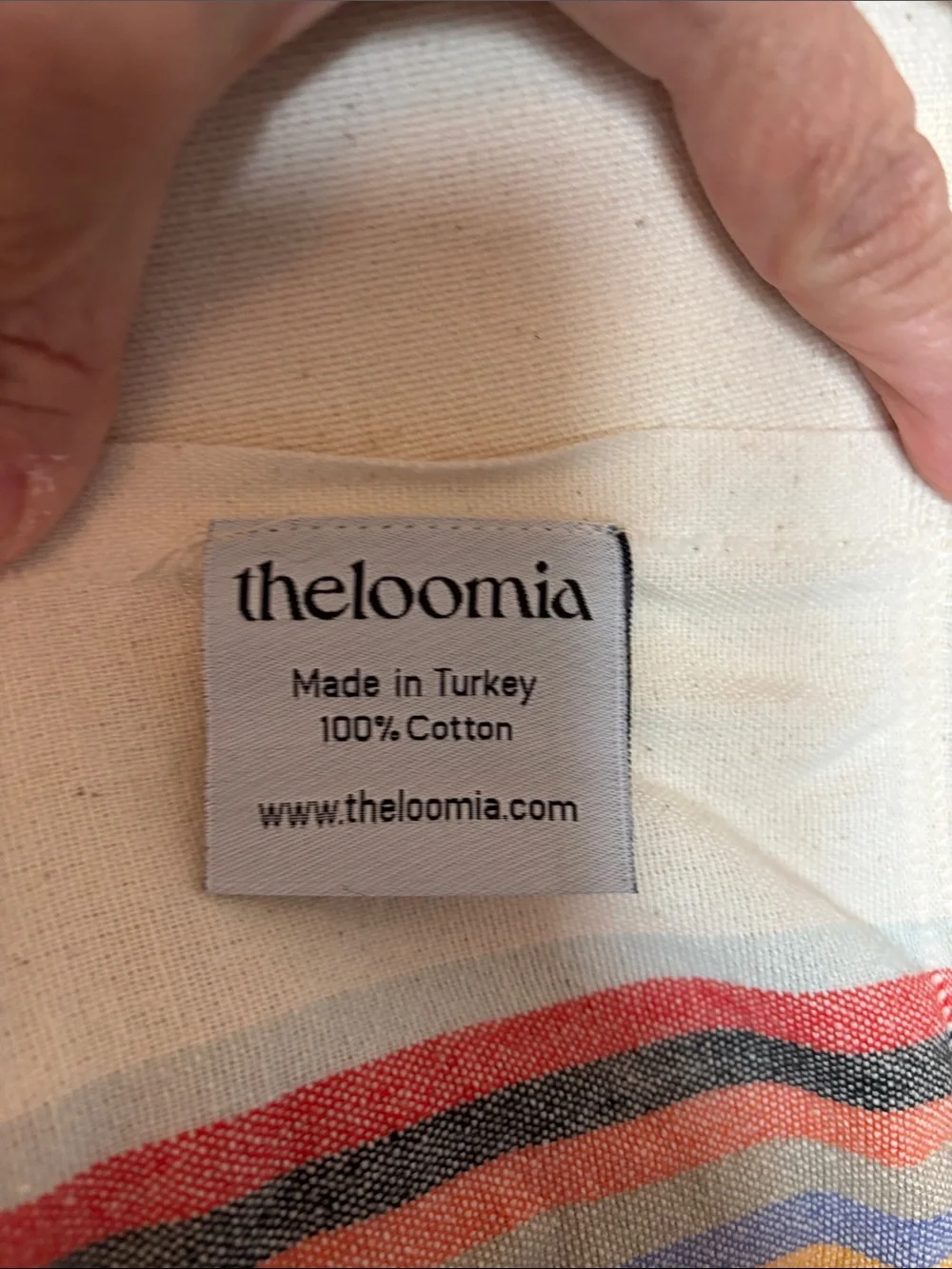 Loomia Turkish Cream Woven Towel with Multicolor Stripe 100% cotton